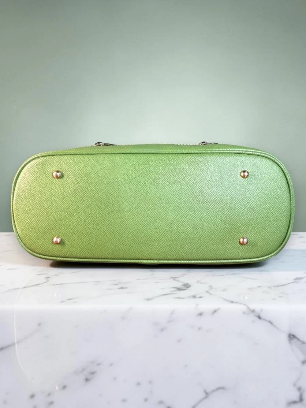 Dooney & Bourke Vintage Pebbled Green Leather Tote Bag with Matching Wallet Set